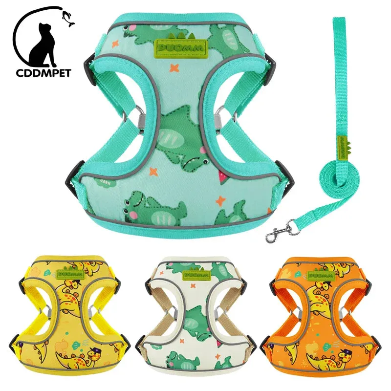 CDDMPET Cartoon Puppy Harness and Leash Set for Small Dogs